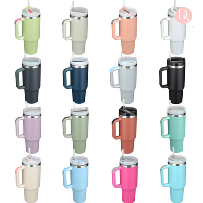 Gobelet Stanley Teermique Isotherme 1L avec Paille 1L - Tasse Grande Capacité à Anse pour Boissons Chaudes et Froides