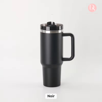 Gobelet Stanley Teermique Isotherme 1L avec Paille 1L - Tasse Grande Capacité à Anse pour Boissons Chaudes et Froides