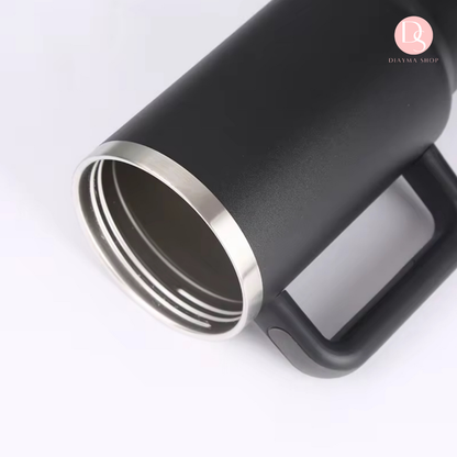 Gobelet Stanley Teermique Isotherme 1L avec Paille 1L - Tasse Grande Capacité à Anse pour Boissons Chaudes et Froides