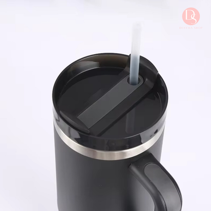 Gobelet Stanley Teermique Isotherme 1L avec Paille 1L - Tasse Grande Capacité à Anse pour Boissons Chaudes et Froides